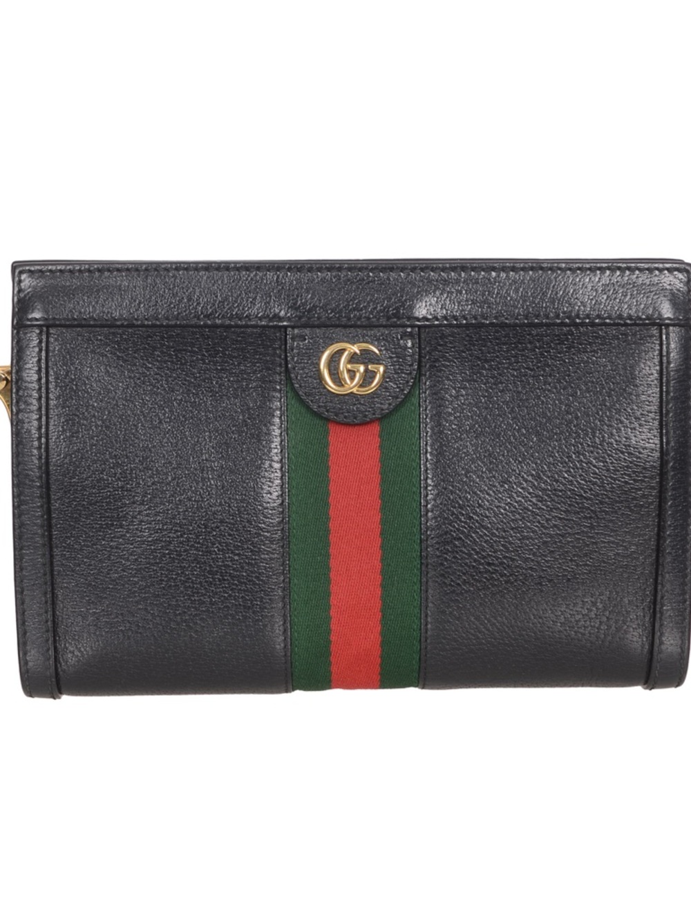 ♥️Gucci Black Ophidia Leather Wallet with Green and Red Web Stripe and Gold GG♥️